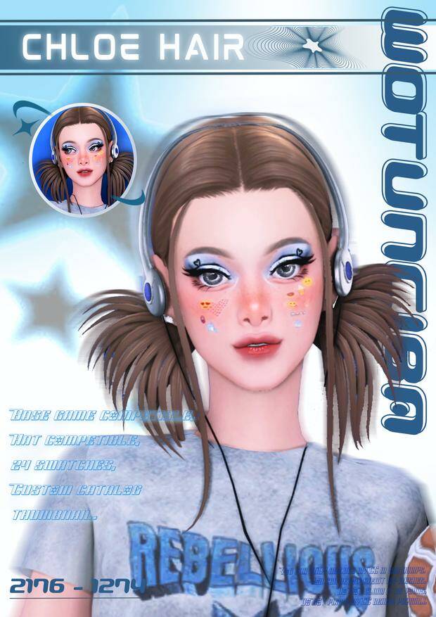 Chloe hair by wotunciba для Симс 4. Скачать мод