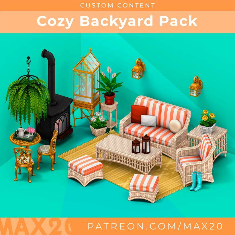 Cozy Backyard Pack by Max 20 для Симс 4. Скачать мод