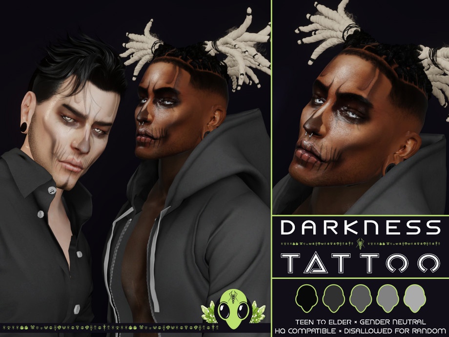 Darkness Tattoo by unidentifiedsims для Симс 4. Скачать мод