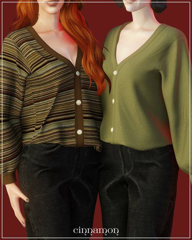 Deborah cardigan by cinnamon-sims для Симс 4. Скачать мод