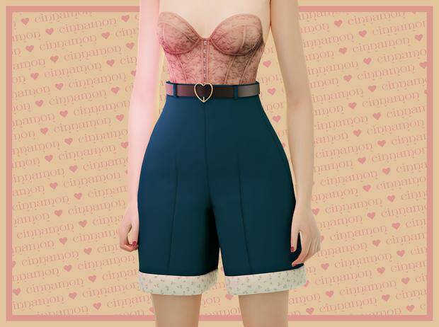 Ginger shorts  by cinnamon-sims для Симс 4. Скачать мод