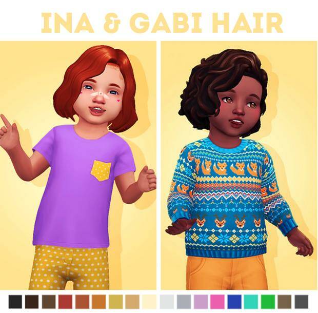 Ina & Gabi hair by NaevysSims для Симс 4. Скачать мод