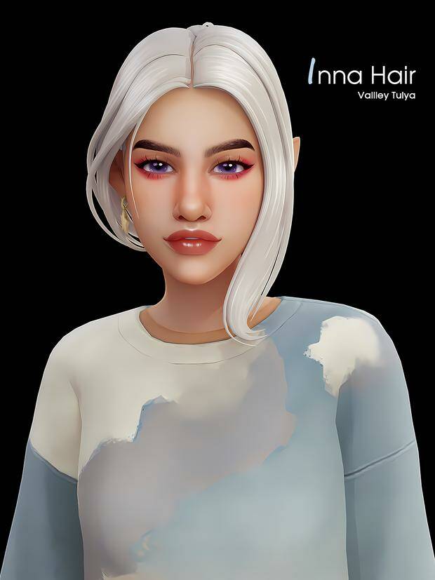 Inna Hair by Valley Tulya для Симс 4. Скачать мод