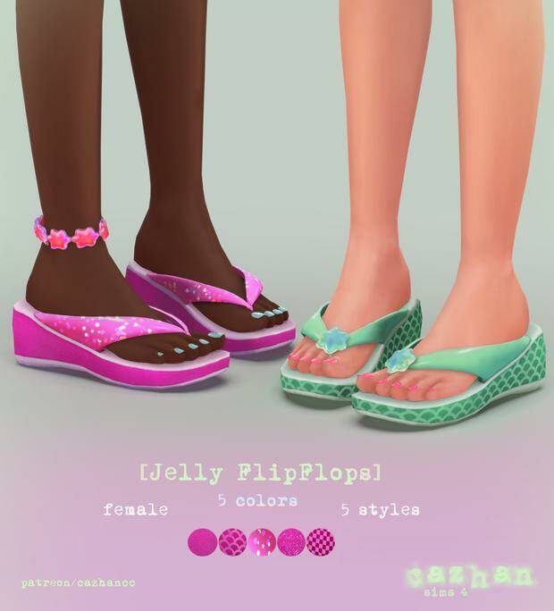 [Jelly FlipFlops] shoes by ᴄᴀᴢʜᴀɴ для Симс 4. Скачать мод