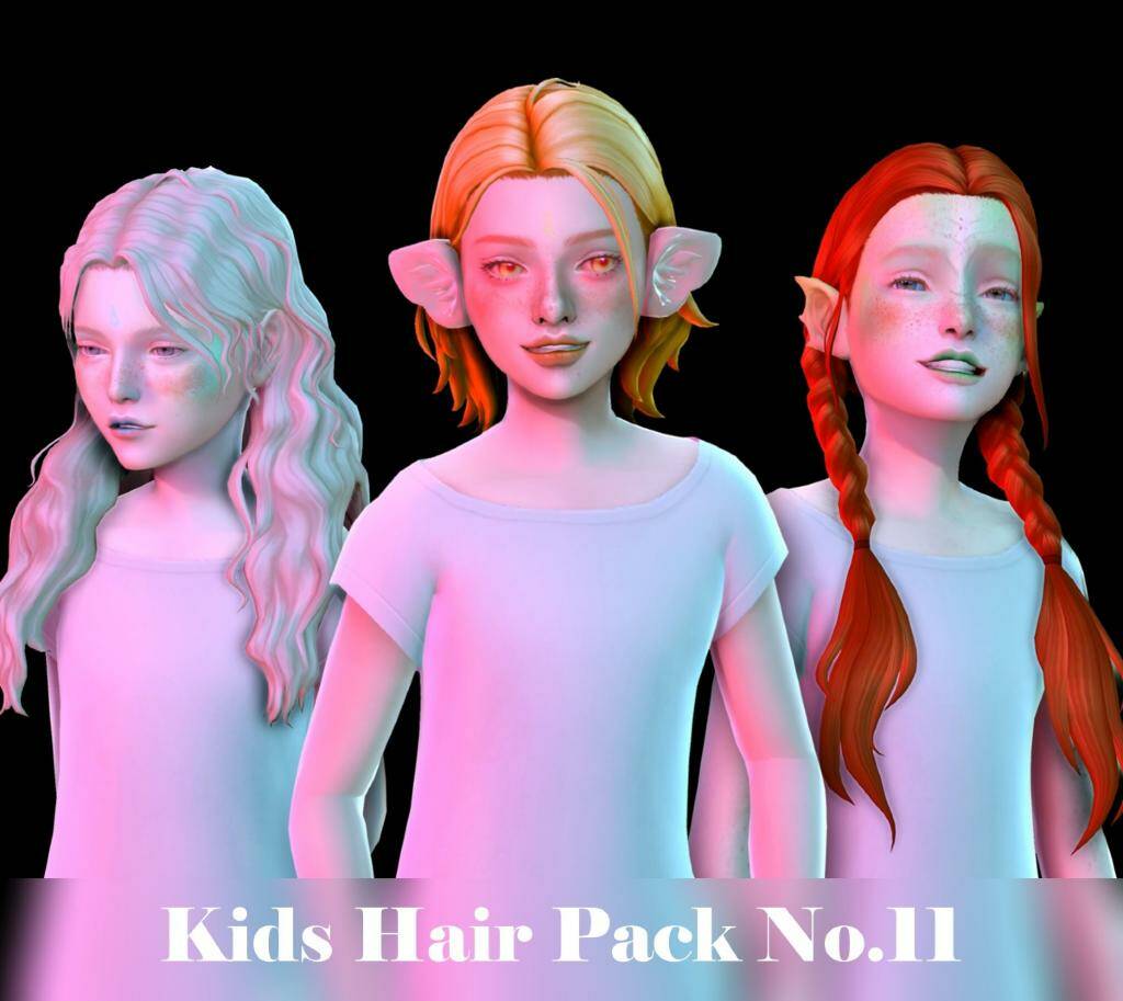 Kids Hair Pack No.11 by Sunivaa для Симс 4. Скачать мод