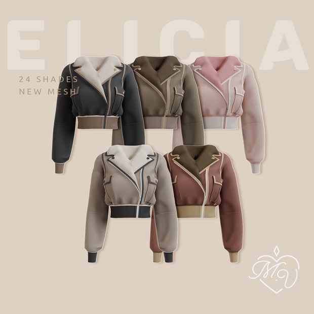 куртка "Elicia Jacket" для Симс 4. Скачать мод