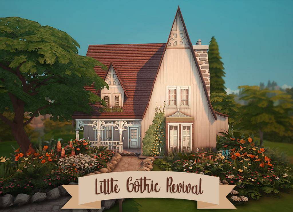 Little Gothic Revival Cottage by Miss Ruby Bird для Симс 4. Скачать мод