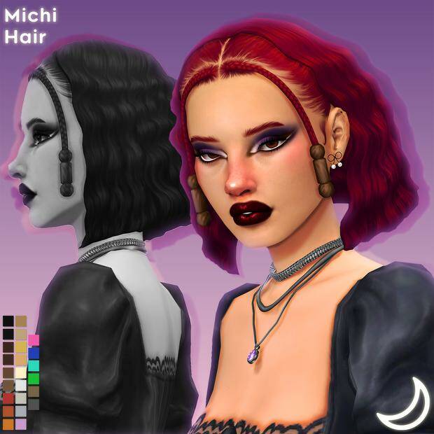 MICHI HAIR BY IMVIKAI для Симс 4. Скачать мод