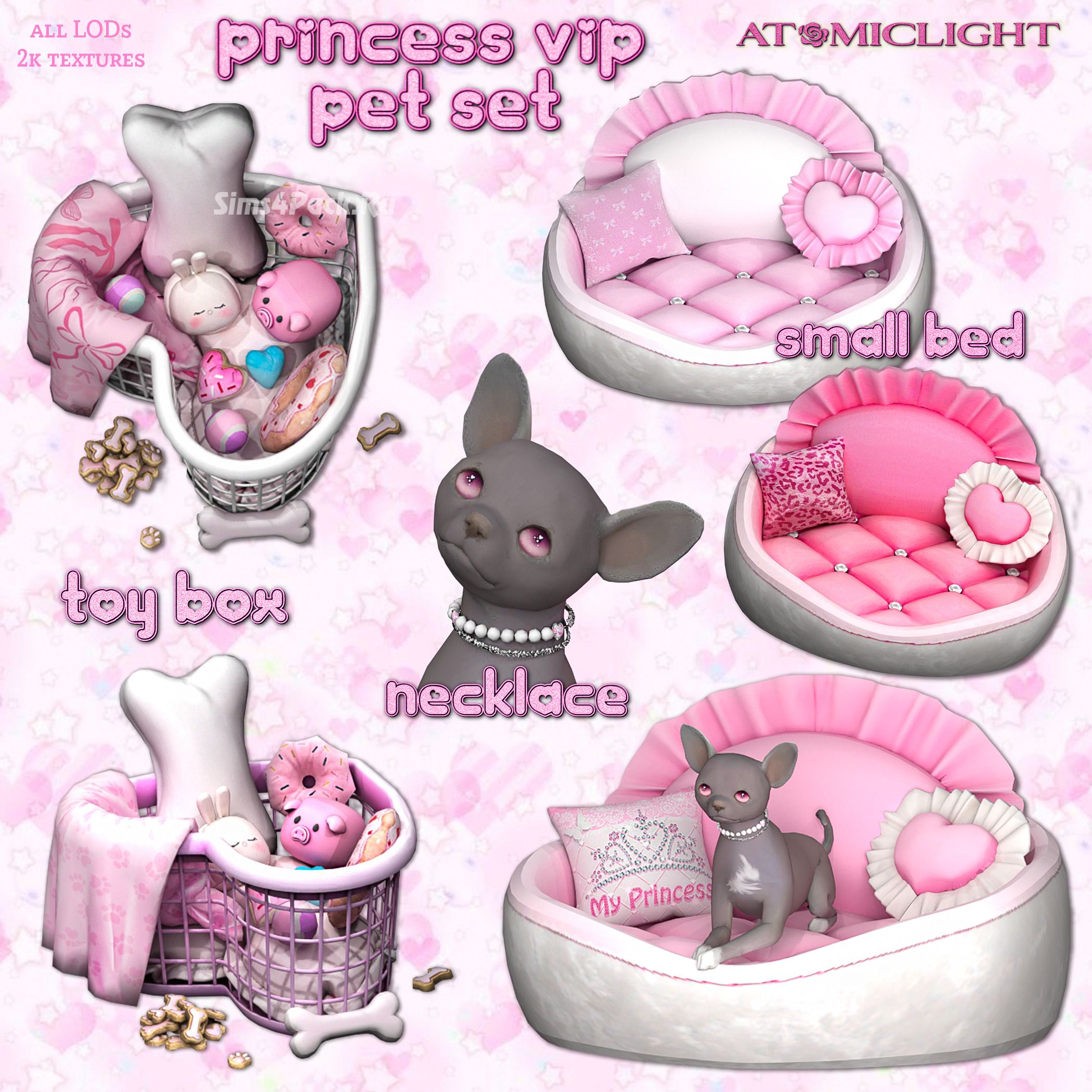 Мини-сет для питомцев "Princess vip pet set" для Симс 4 для Симс 4. Скачать мод