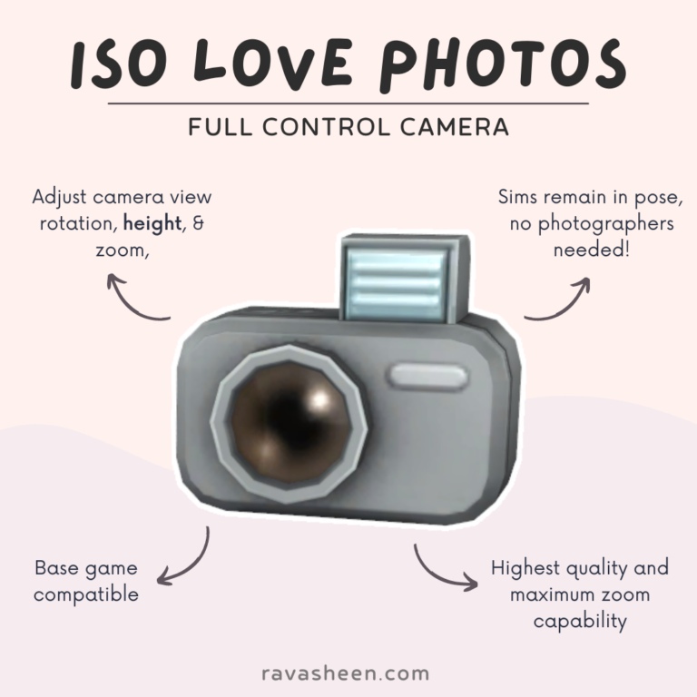 Мод на камеру с режимом контроля "iso-love-photos" для Симс 4 для Симс 4. Скачать мод