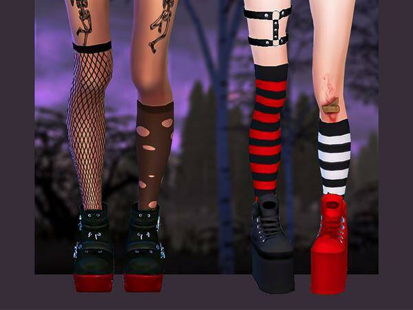 Odd Goth Socks для Симс 4. Скачать мод