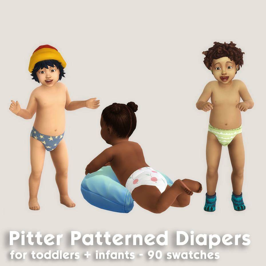 Pitter Patterned Diapers by GLADLY для Симс 4. Скачать мод