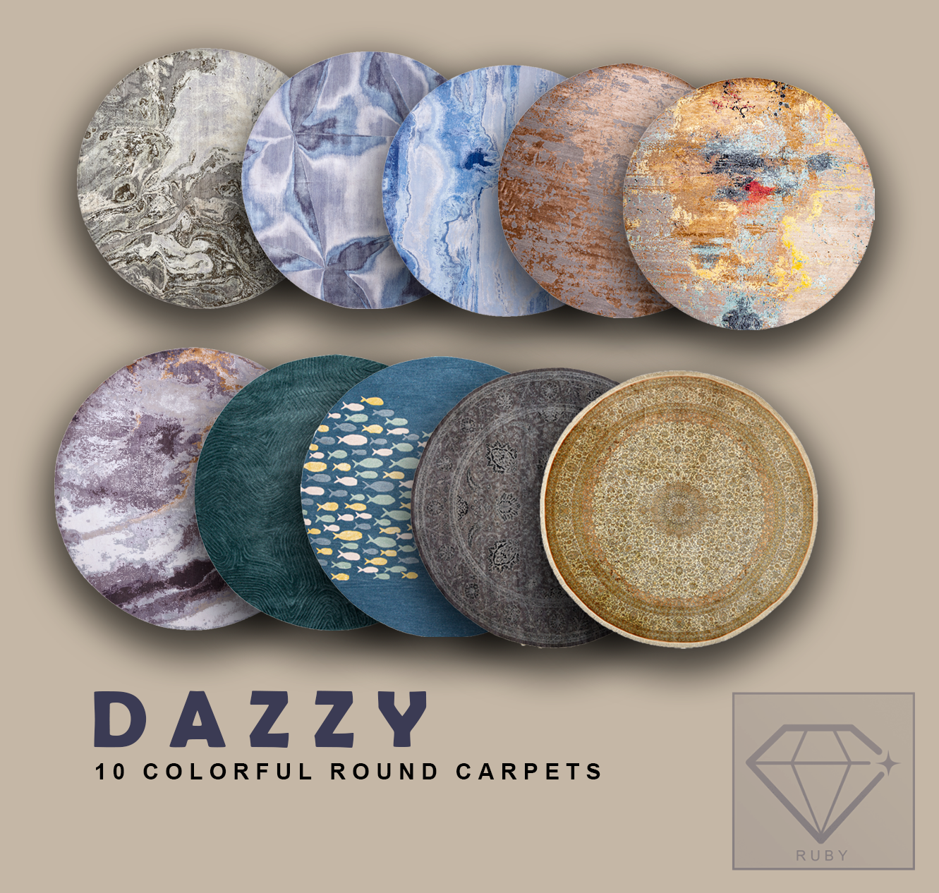 round carpets DAZZY для Симс 4. Скачать мод