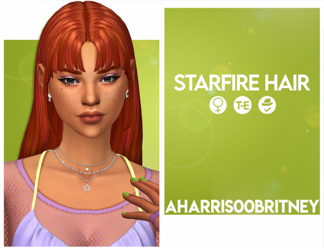 Starfire Hair by aharris00britney для Симс 4. Скачать мод