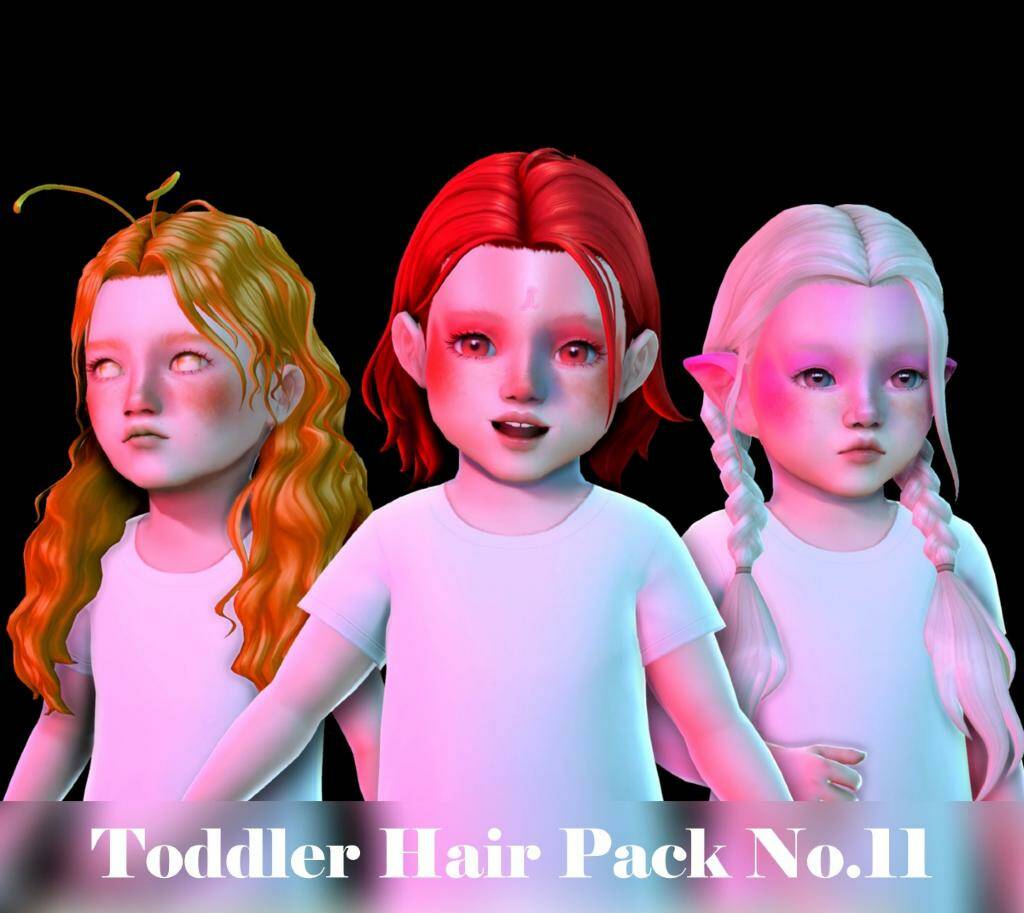 Toddler Hair Pack No.11 by Sunivaa для Симс 4. Скачать мод