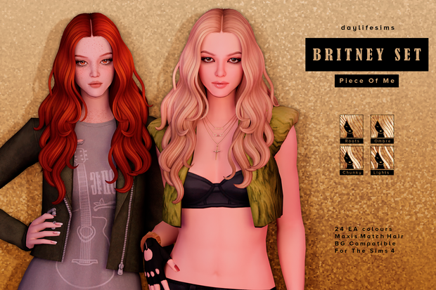 DayLifeSims_YfHair_Britney_PieceOfMe для Симс 4. Скачать мод