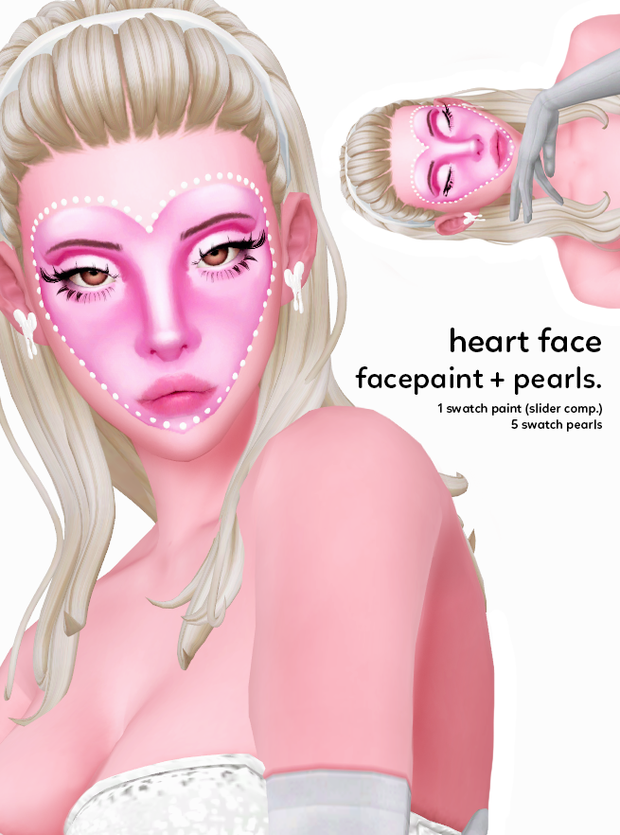 Грим "♡｡heart face (TBT)°♡" для Симс 4 для Симс 4. Скачать мод