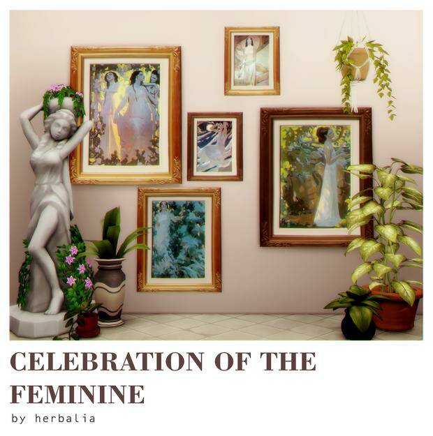 Картины "celebration of the feminine paintings" для Симс 4. Скачать мод