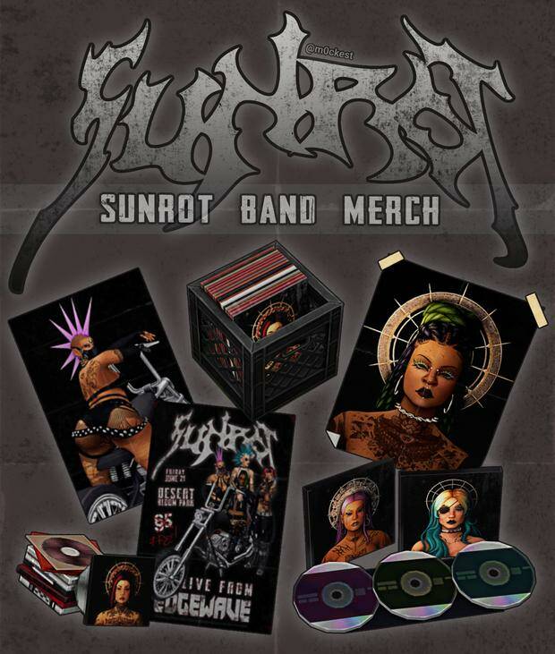 Набор декора "SUNROT Band Merch" для Симс 4. Скачать мод