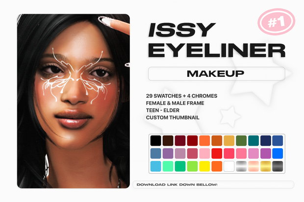 Подводка для глаз №1"✮｡Issy Eyeliner #1°✩" для Симс 4 для Симс 4. Скачать мод