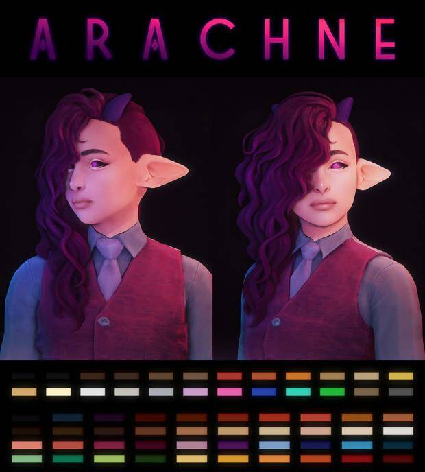 Причёска "Arachne"  для Симс 4. Скачать мод