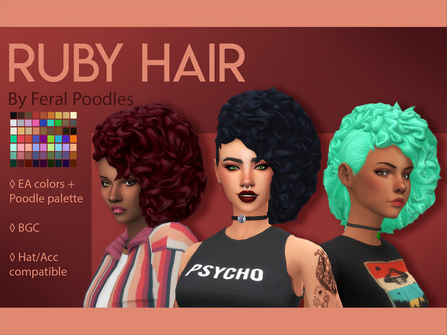 Причёска "Ruby Hair" для Симс 4. Скачать мод