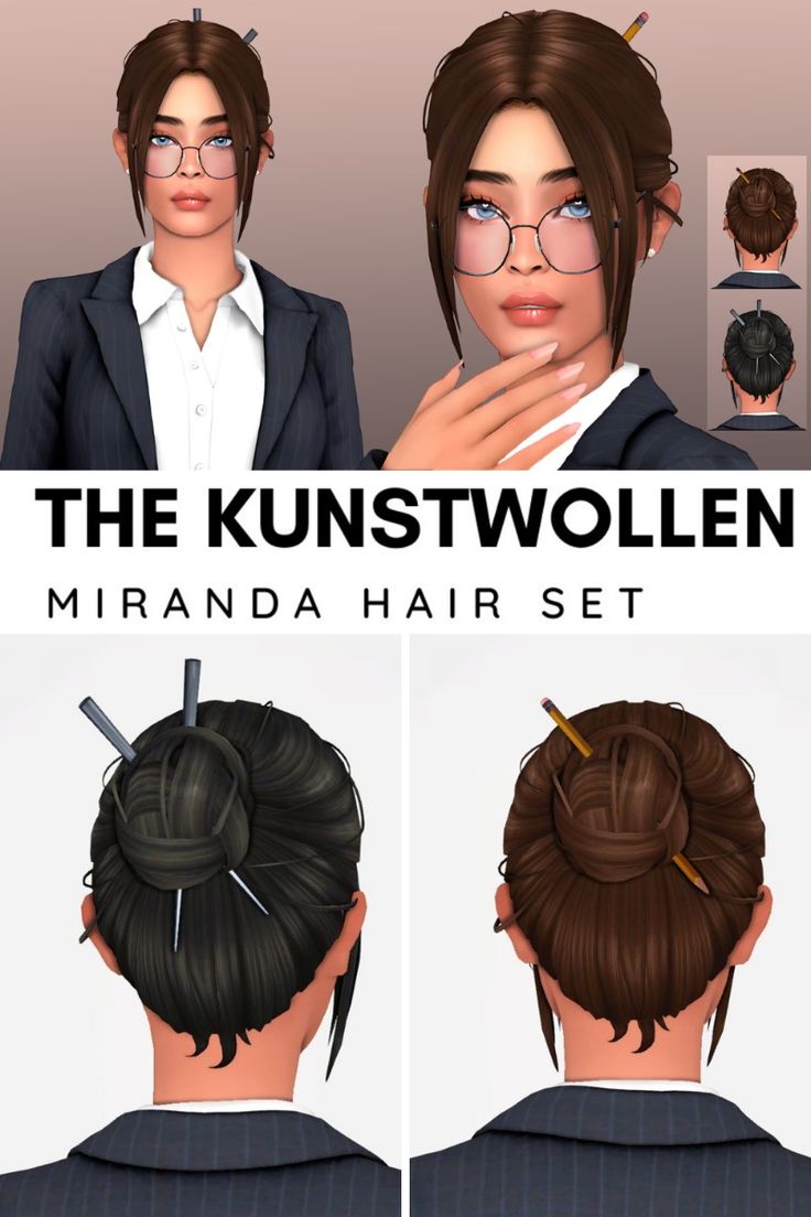 Причёска "[THE_KUNSTWOLLEN]_Miranda_hair" для Симс 4 для Симс 4. Скачать мод