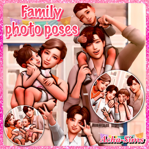 Acha Family photo poses для Симс 4. Скачать мод