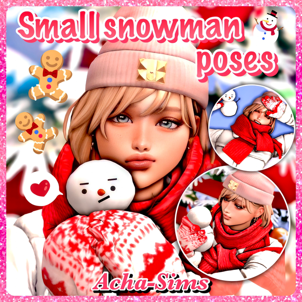 Acha small snowman poses для Симс 4. Скачать мод