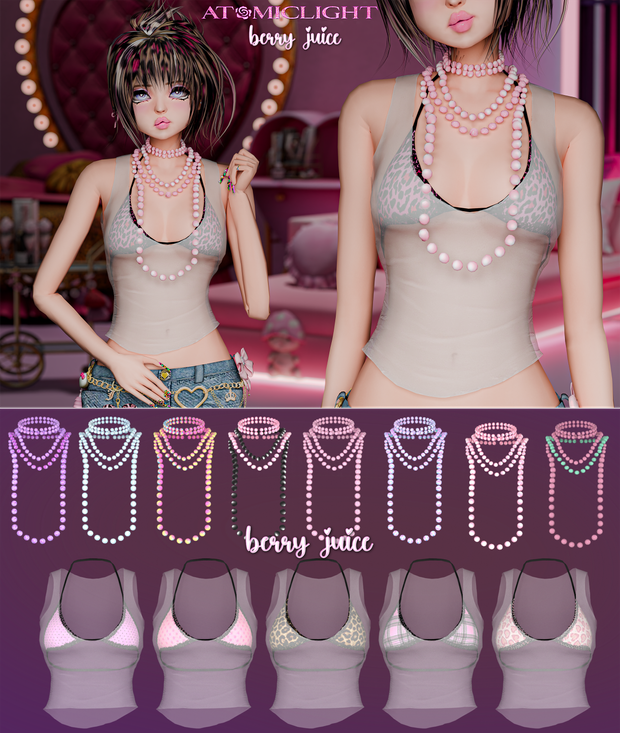 Berry Juice - top and long necklace🌸(˃ ⌑ ˂ഃ ) для Симс 4. Скачать мод