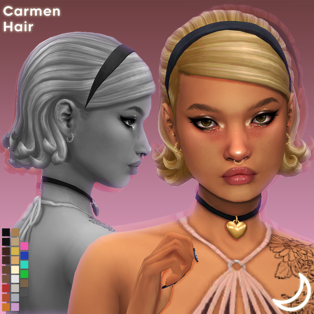 CARMEN HAIR BY IMVIKAI для Симс 4. Скачать мод