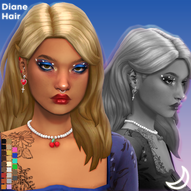 DIANE HAIR BY IMVIKAI для Симс 4. Скачать мод