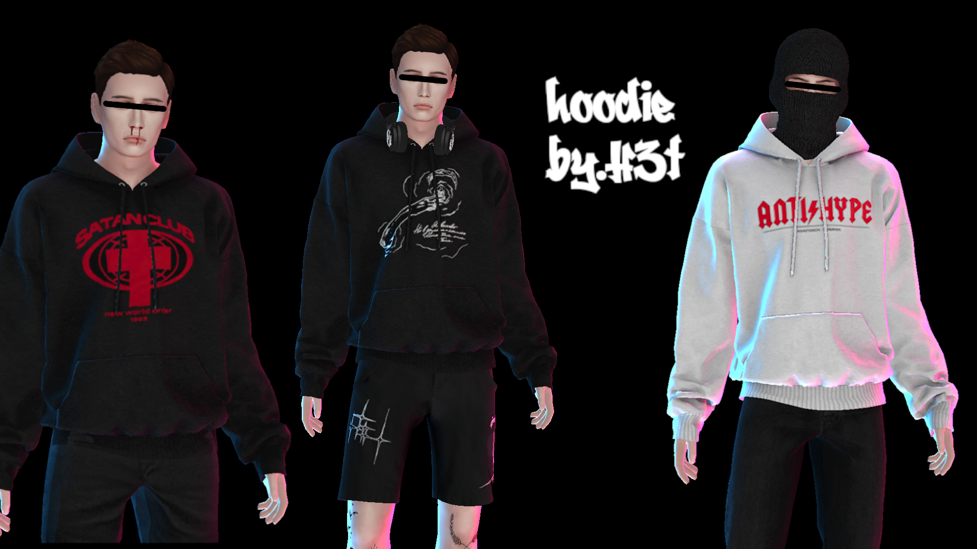 Hoodie sims 4 by.h3t для Симс 4. Скачать мод