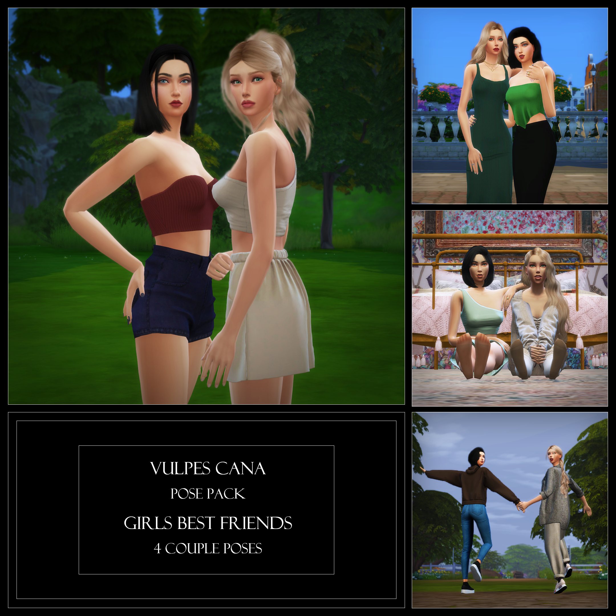 Pose Pack: Girls Best Friends для Симс 4. Скачать мод