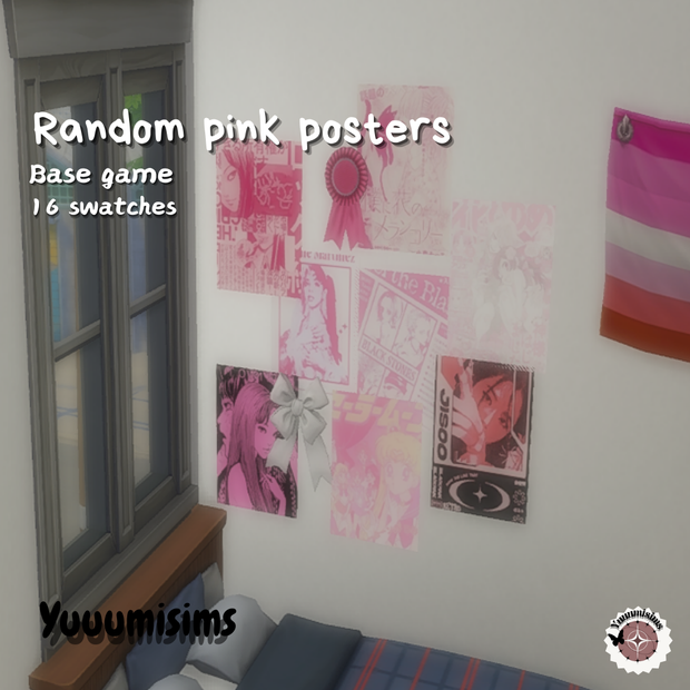 Random pink posters для Симс 4. Скачать мод