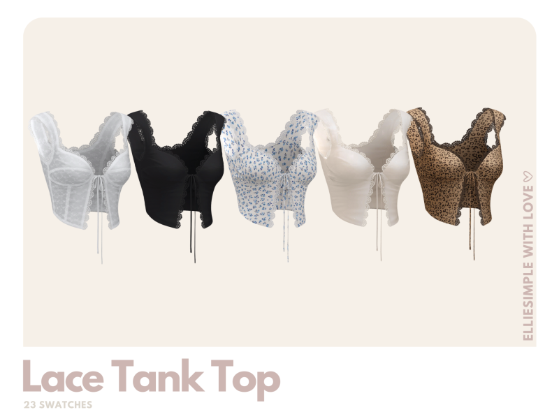 Топ "Lace Tank Top" для Симс 4 для Симс 4. Скачать мод