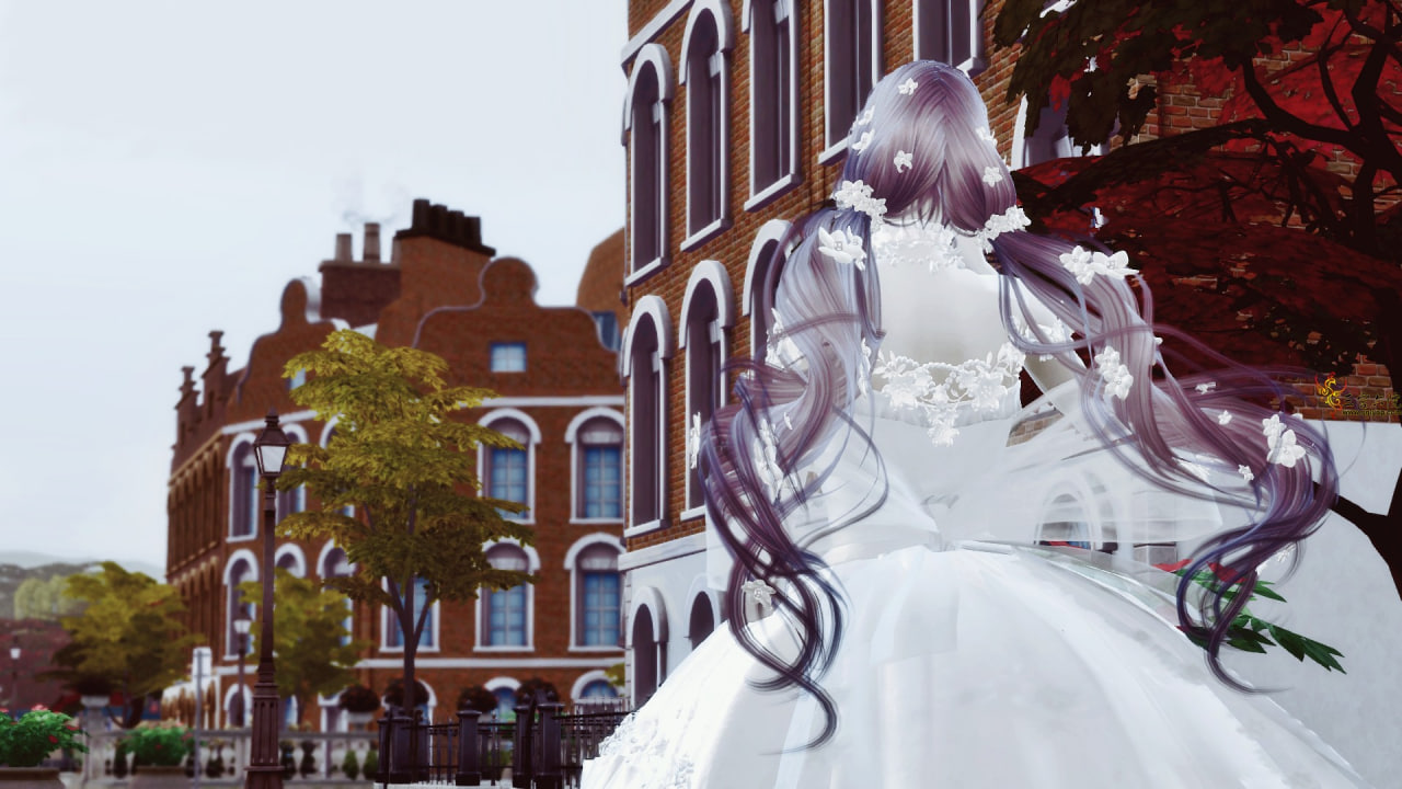 【ZouYou】 Poetry in the wind (Hair + Hair acc) для Симс 4. Скачать мод