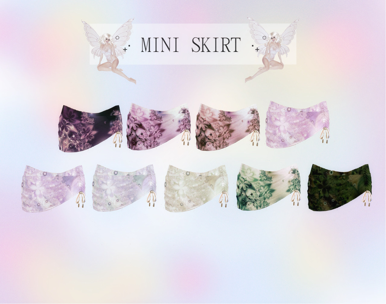 FAIRYCORE GALORE MINI SKIRT  a set by loreleisims для Симс 4. Скачать мод