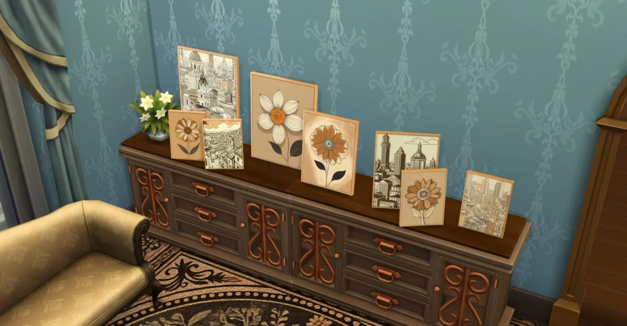 HQ Medium Table Painting Flowers Color Sketch #1 Samtuse963
