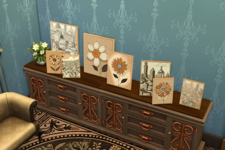 HQ Medium Table Painting Flowers Color Sketch #1 Samtuse963