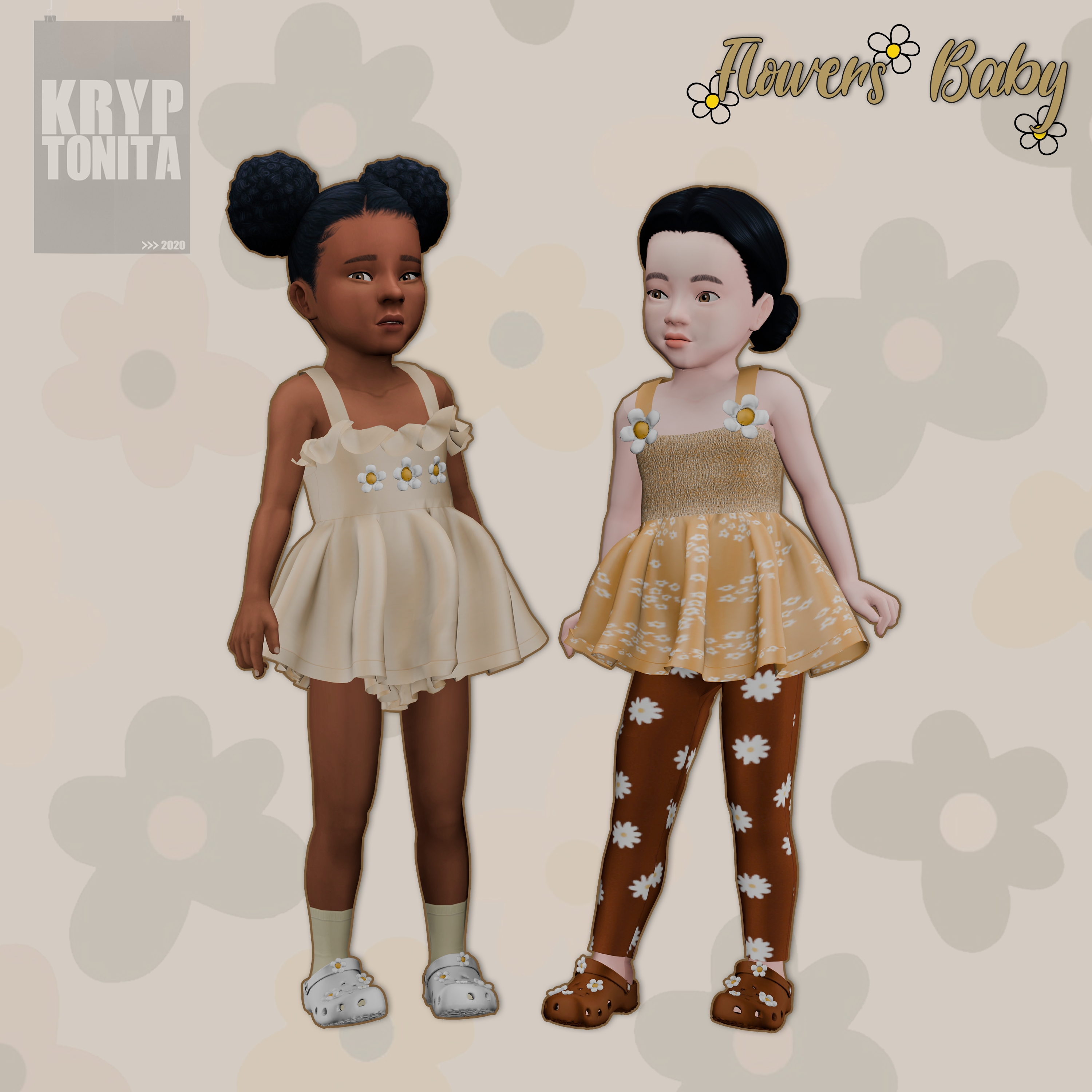 Flowers baby set для Симс 4. Скачать мод