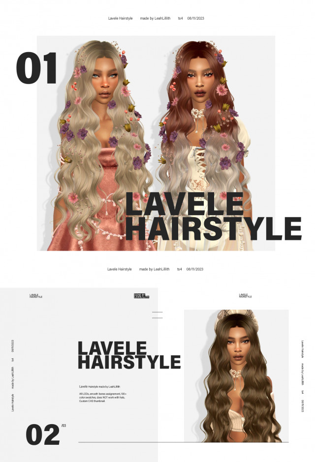Lavele hairstyle + Flowers Acc для Симс 4. Скачать мод