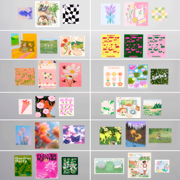 Spring Posters для Симс 4. Скачать мод