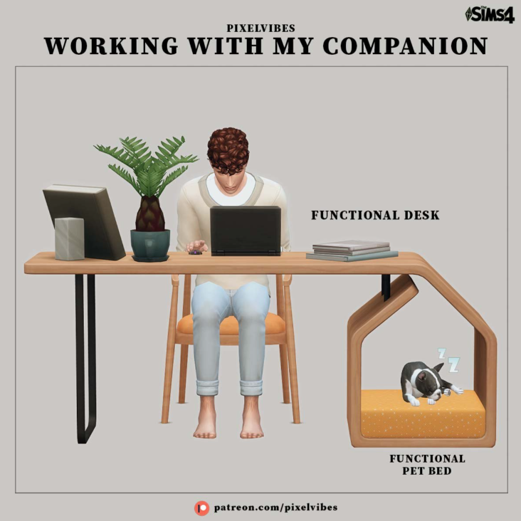 Working With My Companion от Pixel Vibes для Симс 4. Скачать мод