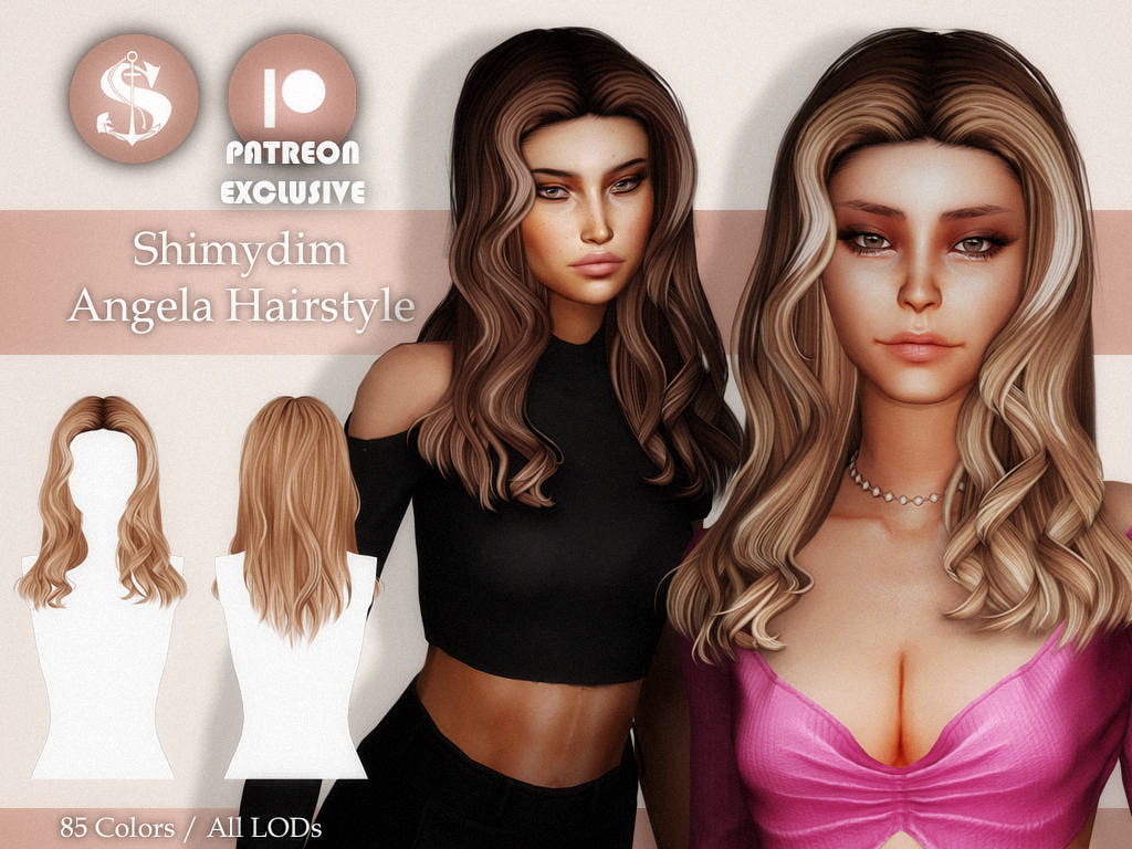 Angela Hairstyle для Симс 4. Скачать мод