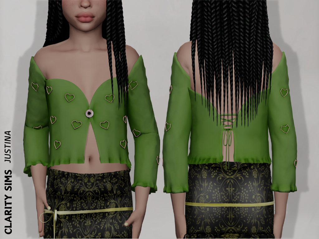Блуза - Justina Shirt Child для Симс 4. Скачать мод