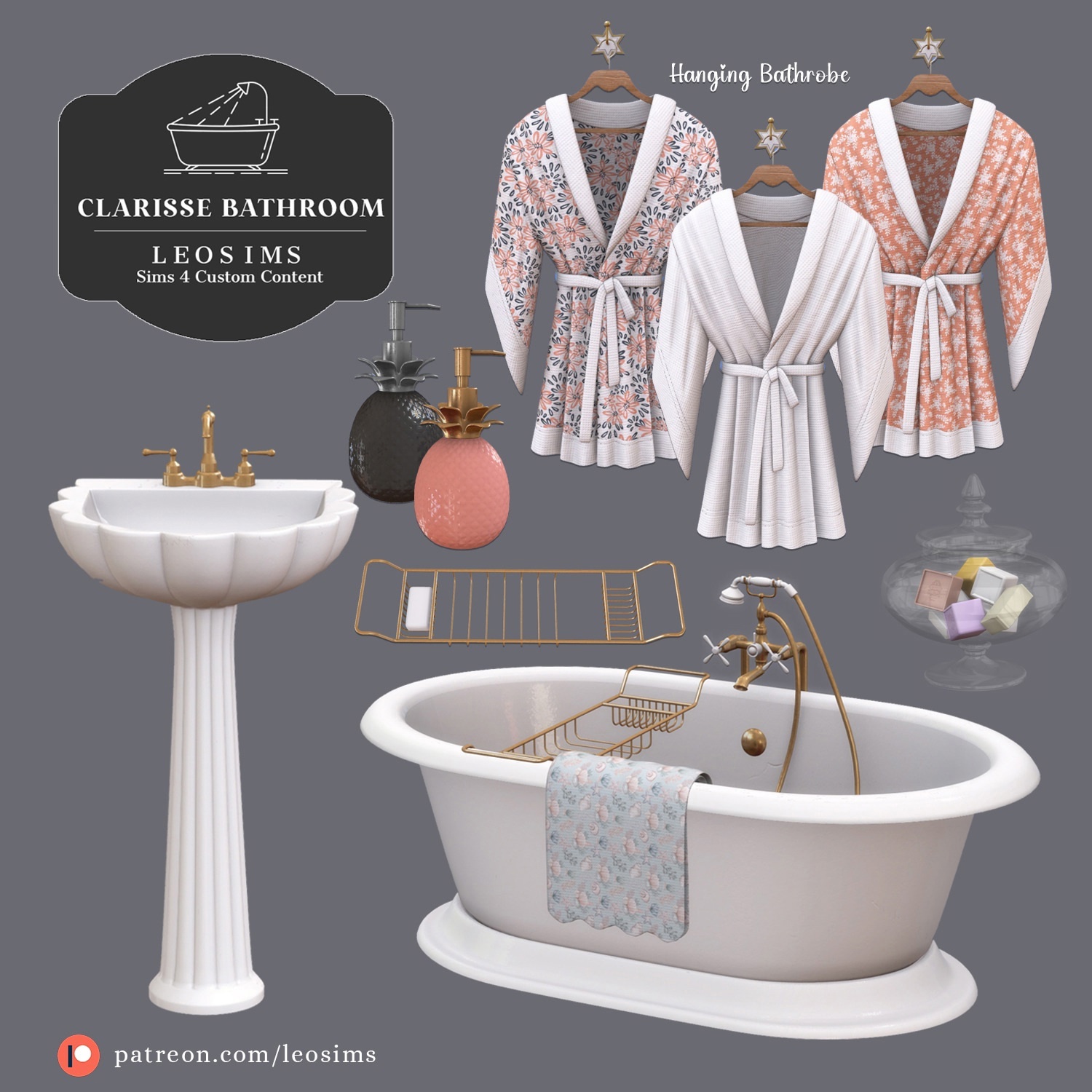 Clarisse Bathroom - Ванная комната  для Симс 4. Скачать мод