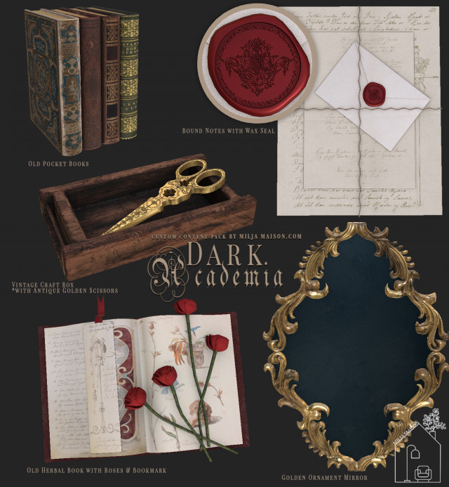 Dark Academia Deco Part II для Симс 4. Скачать мод