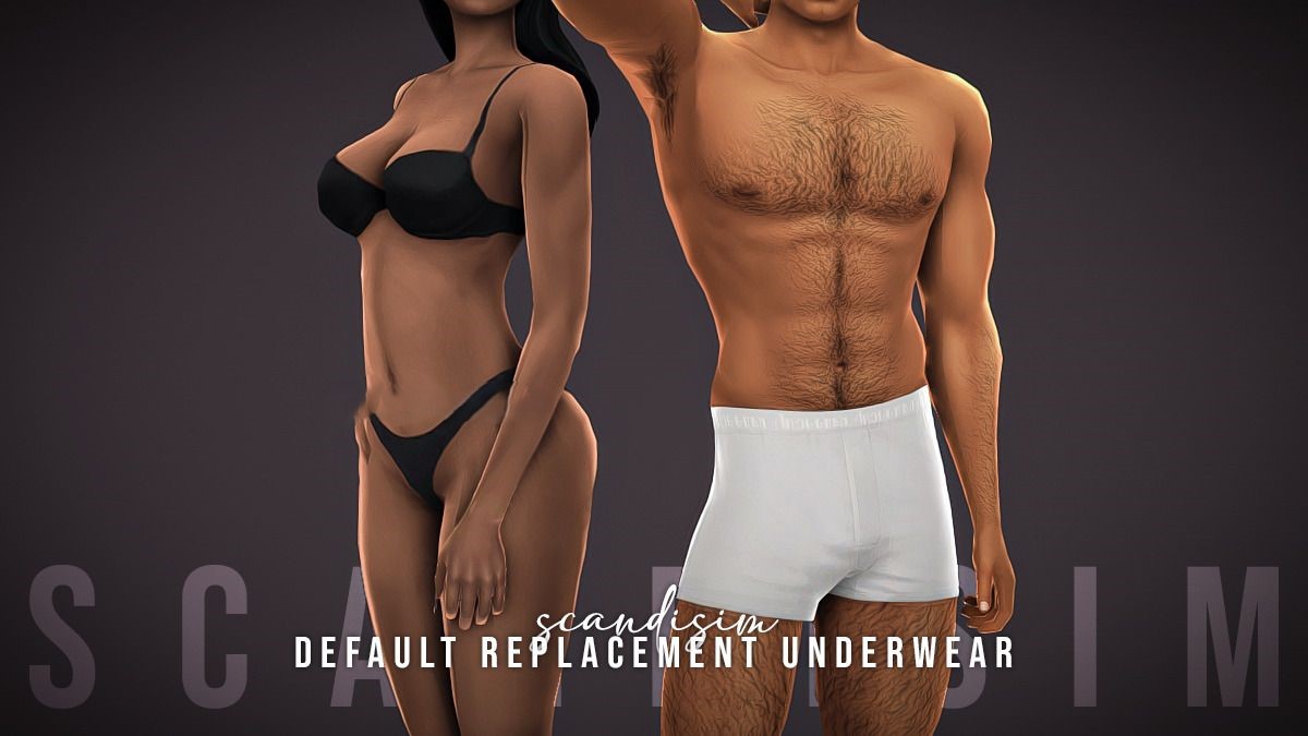 Дефолтное нижнее белье для него и для нее "Default Replacement Underw" для Симс 4 для Симс 4. Скачать мод