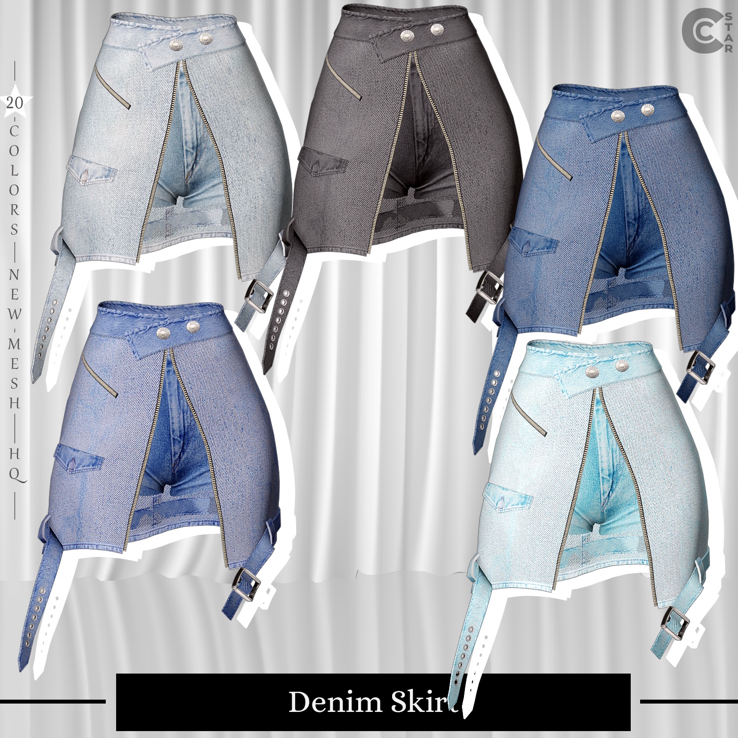 Denim Skirt with belt для Симс 4. Скачать мод